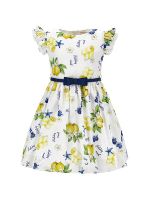 Vestito bambina Monnalisa bianco in popeline di cotone | ViaMonte Shop