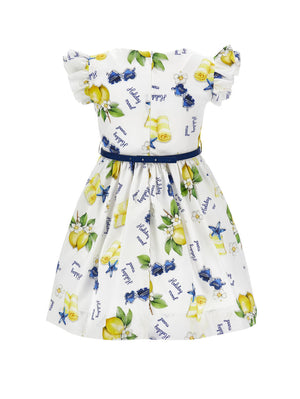 Vestito bambina Monnalisa bianco in popeline di cotone | ViaMonte Shop