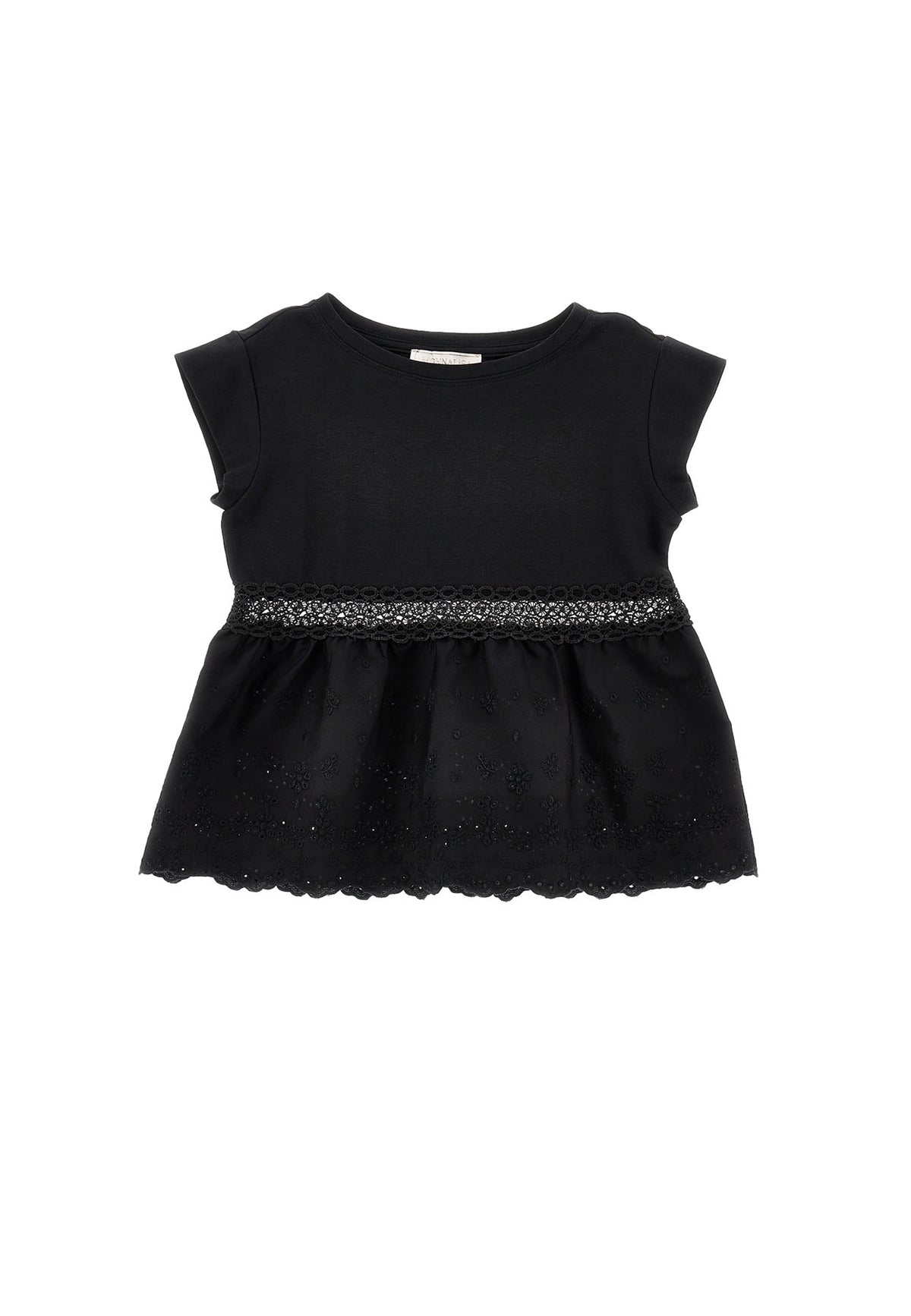 T-shirt bambina Monnalisa nera in jersey di cotone