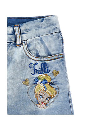 Shorts bambina Monnalisa blu chiaro in denim stretch | ViaMonte Shop