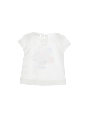 T-shirt neonata Monnalisa bianca in jersey di cotone | ViaMonte Shop