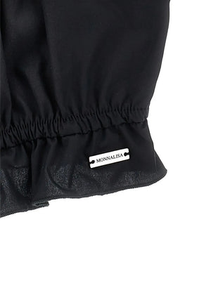 Top bambina Monnalisa nero in popeline | ViaMonte Shop