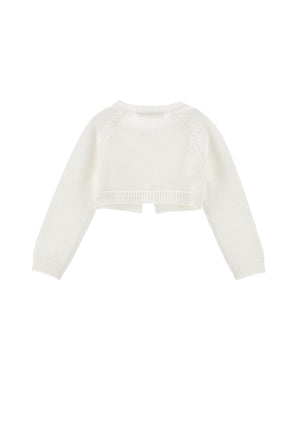Cardigan neonata Monnalisa panna in cotone