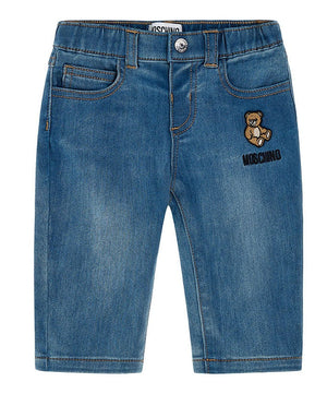 Jeans bambino Moschino kids blu in denim di cotone