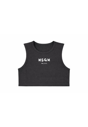 Top bambina MSGM nero in jersey di cotone
