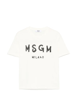 T-shirt bambino MSGM bianca in cotone | ViaMonte Shop