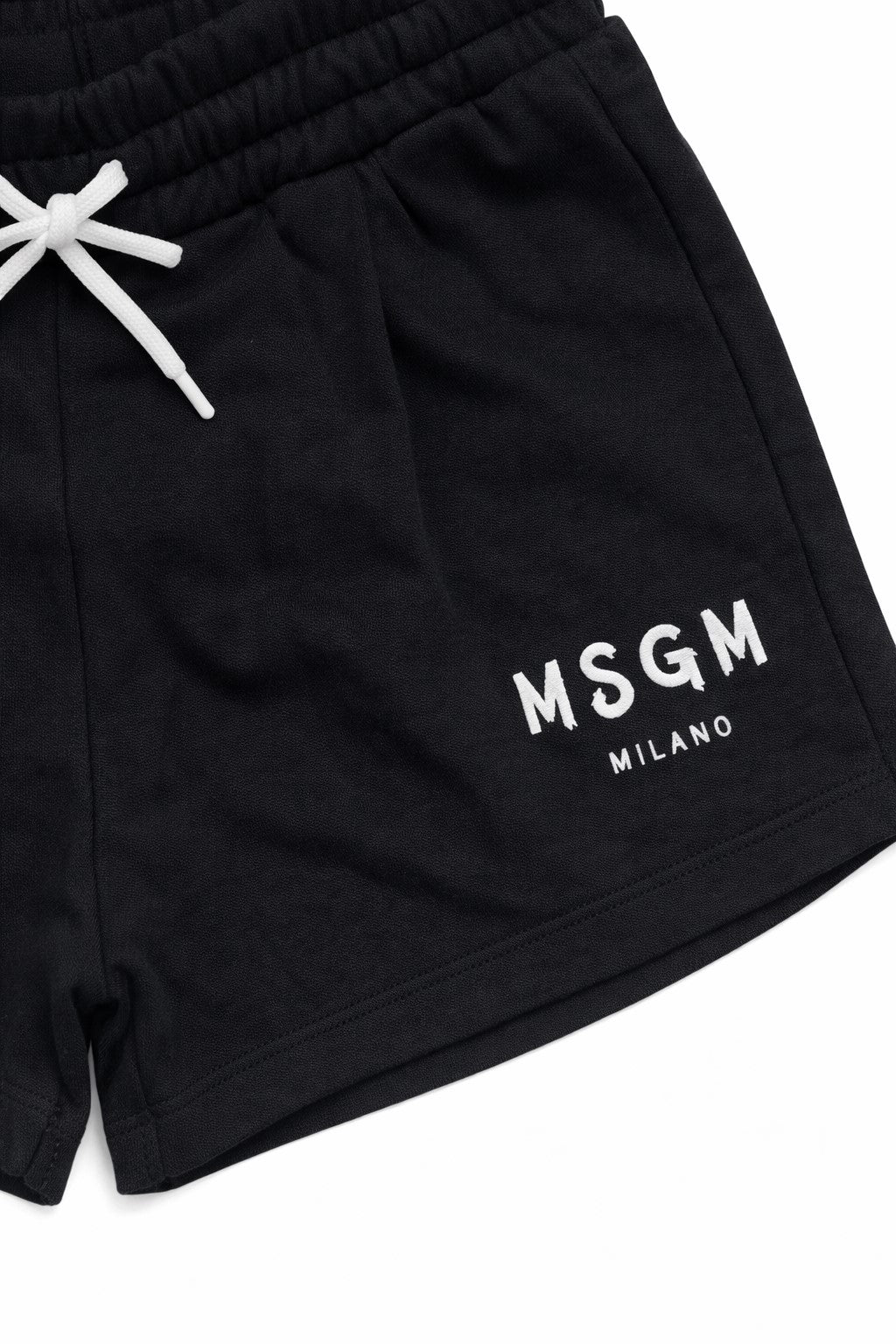 Shorts bambina MSGM nero in felpa di cotone | ViaMonte Shop