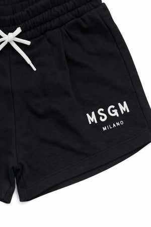 Shorts bambina MSGM nero in felpa di cotone | ViaMonte Shop
