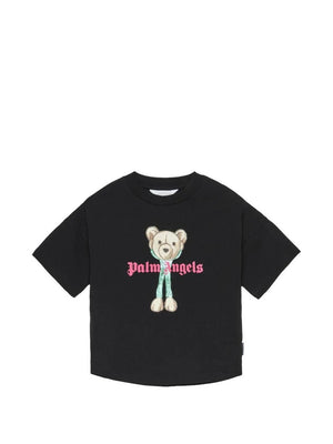 T-shirt bambino Palm Angels nera in jersey di cotone | ViaMonte Shop