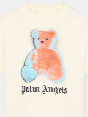 T-shirt bambino Palm Angels avorio in jersey di cotone | ViaMonte Shop