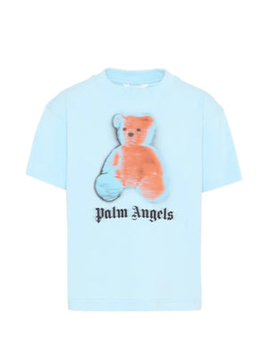 T-shirt bambino Palm Angels azzurra in jersey di cotone | ViaMonte Shop