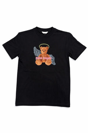 T-shirt bambina Palm Angels nera in jersey di cotone