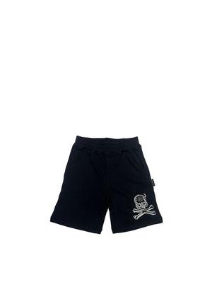 Bermuda bambino Philipp Plein nero in cotone garzato