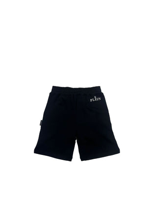 Bermuda bambino Philipp Plein nero in cotone garzato