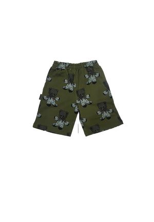 Bermuda bambino Philipp Plein verde militare in cotone garzato