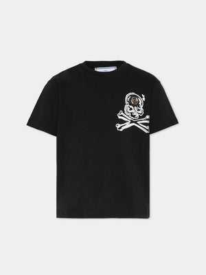 T-shirt bambino Philipp Plein junior nera in jersey di cotone | ViaMonte Shop