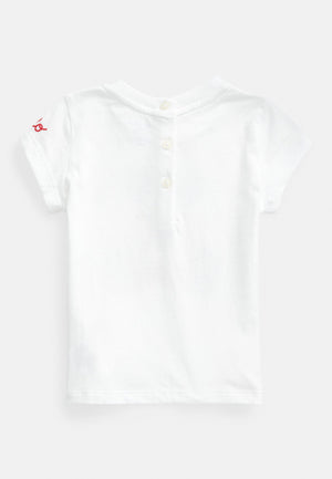 T-shirt neonata Ralph Lauren bianca in jersey di cotone | ViaMonte Shop