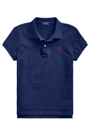 Polo bambina Ralph Lauren blu in piquet di cotone | ViaMonte Shop