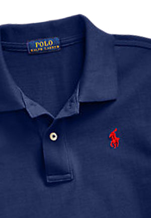 Polo bambina Ralph Lauren blu in piquet di cotone | ViaMonte Shop