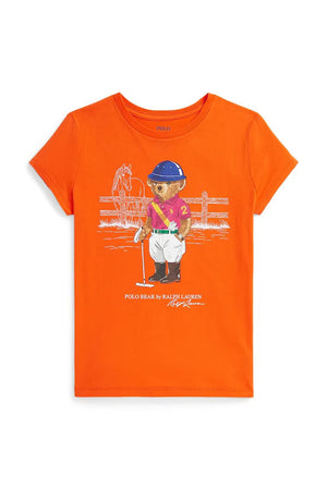 T-shirt bambina Ralph Lauren arancio in jersey di cotone | ViaMonte Shop