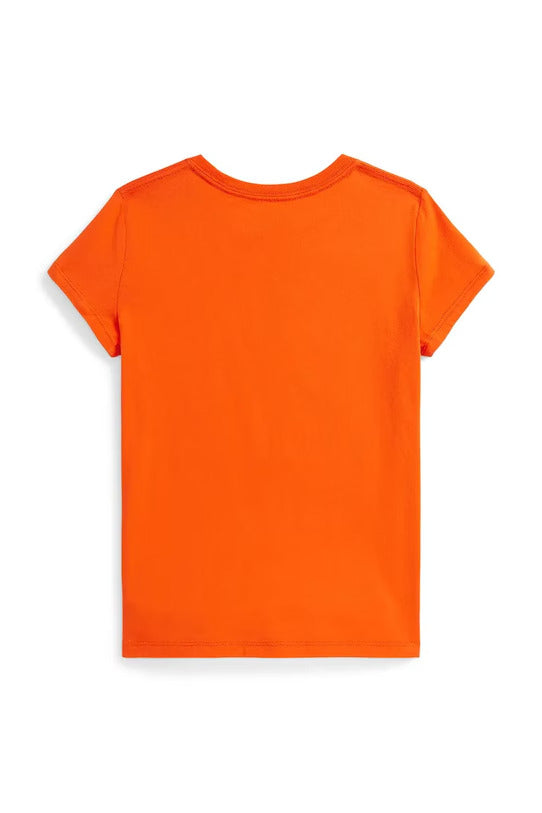 T-shirt bambina Ralph Lauren arancio in jersey di cotone | ViaMonte Shop