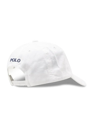 Cappello neonato Ralph Lauren bianco in twill di cotone | ViaMonte Shop