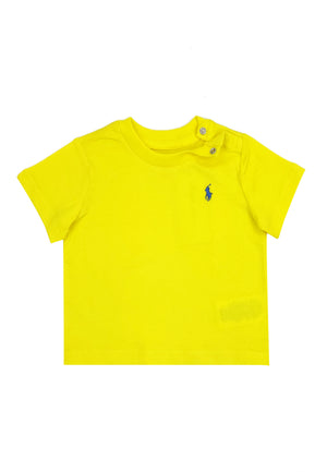 T-shirt neonato Ralph Lauren gialla in cotone