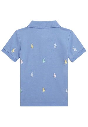 Polo neonato Ralph Lauren azzurra in piquet di cotone | ViaMonte Shop