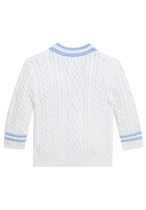 Cardigan neonato Ralph Lauren bianco in cotone | ViaMonte Shop