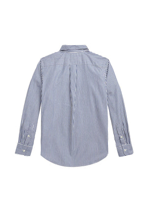 Camicia bambino Ralph Lauren bianca/blu in popeline di cotone | ViaMonte Shop
