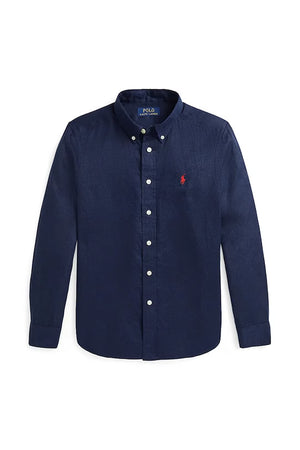 Camicia bambino Ralph Lauren blu in lino | ViaMonte Shop