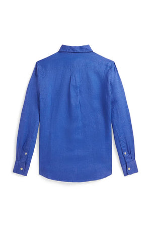 Camicia bambino Ralph Lauren bluette in lino | ViaMonte Shop