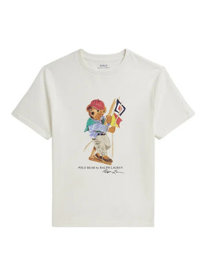 T-shirt bambino Ralph Lauren bianca in jersey di cotone | ViaMonte Shop