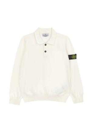 Maglia a polo bambino Stone Island bianca in cotone | ViaMonte Shop