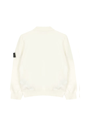 Maglia a polo bambino Stone Island bianca in cotone | ViaMonte Shop
