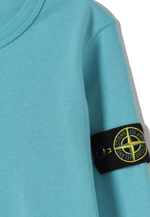 Felpa bambino Stone Island turchese in cotone | ViaMonte Shop