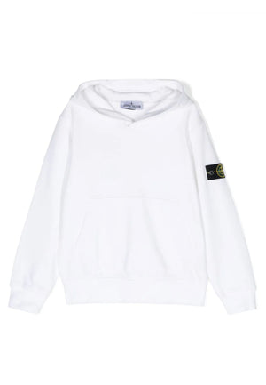 Felpa bambino Stone Island bianca in cotone | ViaMonte Shop
