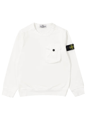 Felpa bambino Stone Island bianca in cotone | ViaMonte Shop