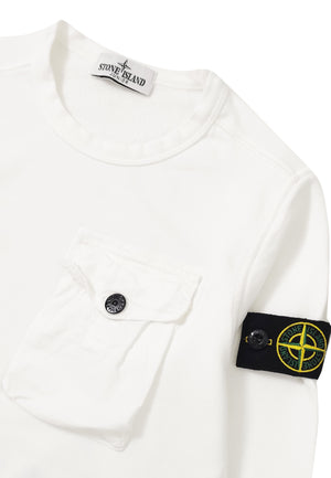 Felpa bambino Stone Island bianca in cotone | ViaMonte Shop