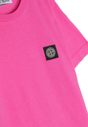 T-shirt bambino Stone Island fucsia in cotone | ViaMonte Shop