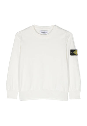 Maglia bambino Stone Island bianca in cotone | ViaMonte Shop