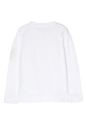 Maglia bambino Stone Island bianca in cotone | ViaMonte Shop