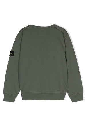 Felpa bambina Stone Island verde in cotone | ViaMonte Shop