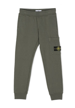 Pantalone sportivo bambino Stone Island verde in felpa di cotone | ViaMonte Shop