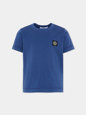 T-shirt bambino Stone Island bluette in cotone | ViaMonte Shop