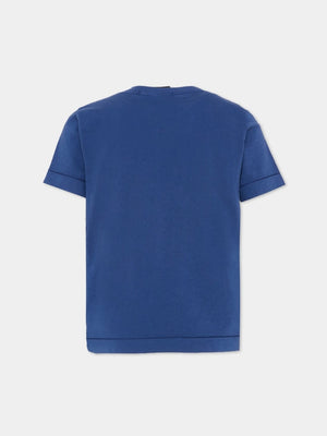 T-shirt bambino Stone Island bluette in cotone | ViaMonte Shop