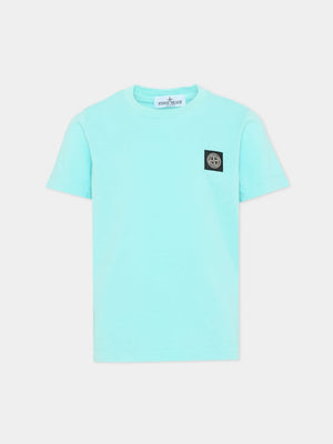 T-shirt bambino Stone Island verde acqua in cotone | ViaMonte Shop
