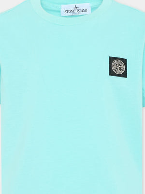 T-shirt bambino Stone Island verde acqua in cotone | ViaMonte Shop