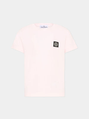 T-shirt bambino Stone Island rosa chiaro in cotone | ViaMonte Shop
