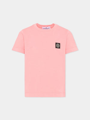 T-shirt bambino Stone Island rosa in cotone | ViaMonte Shop